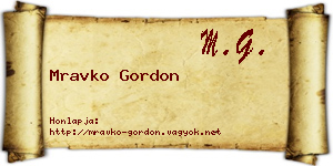 Mravko Gordon névjegykártya